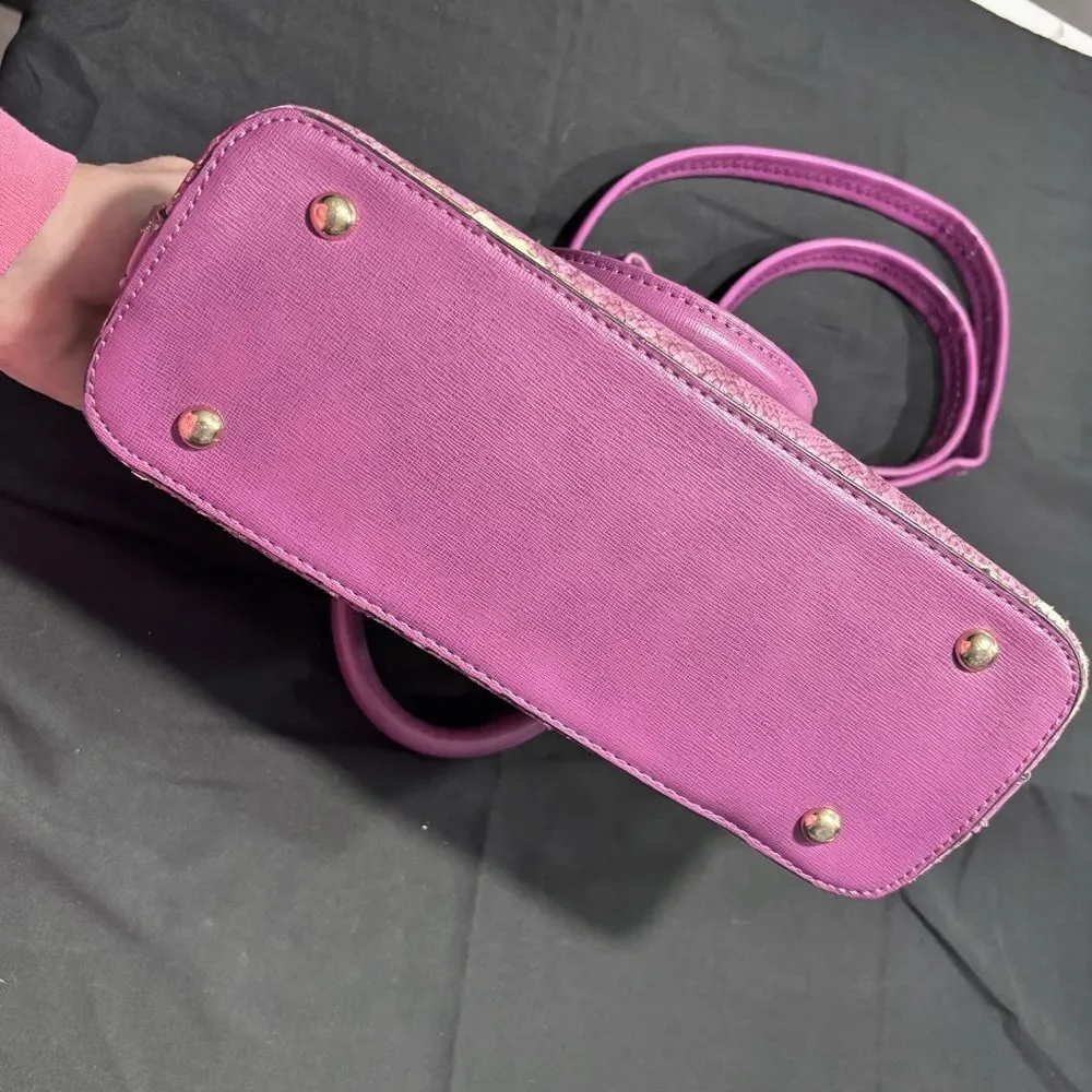 Purple Snakeskin Women's Adjustable Strap Crossbody Purse Handbag Pockets Medium